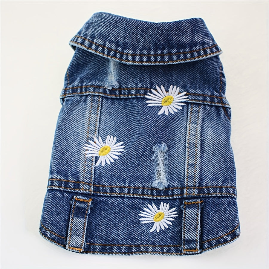 Daisy Graphic Dog Denim Vest