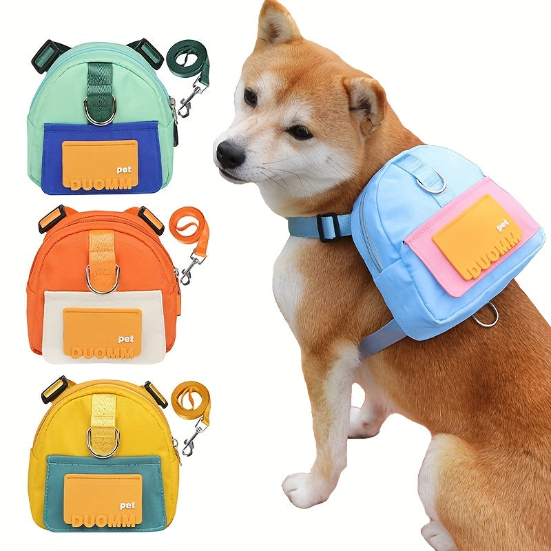 Colorful Pet Harness with Leash & Backpack