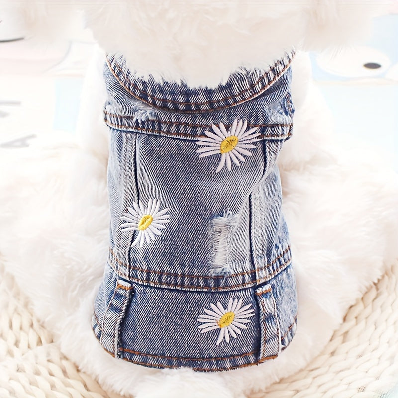 Daisy Graphic Dog Denim Vest