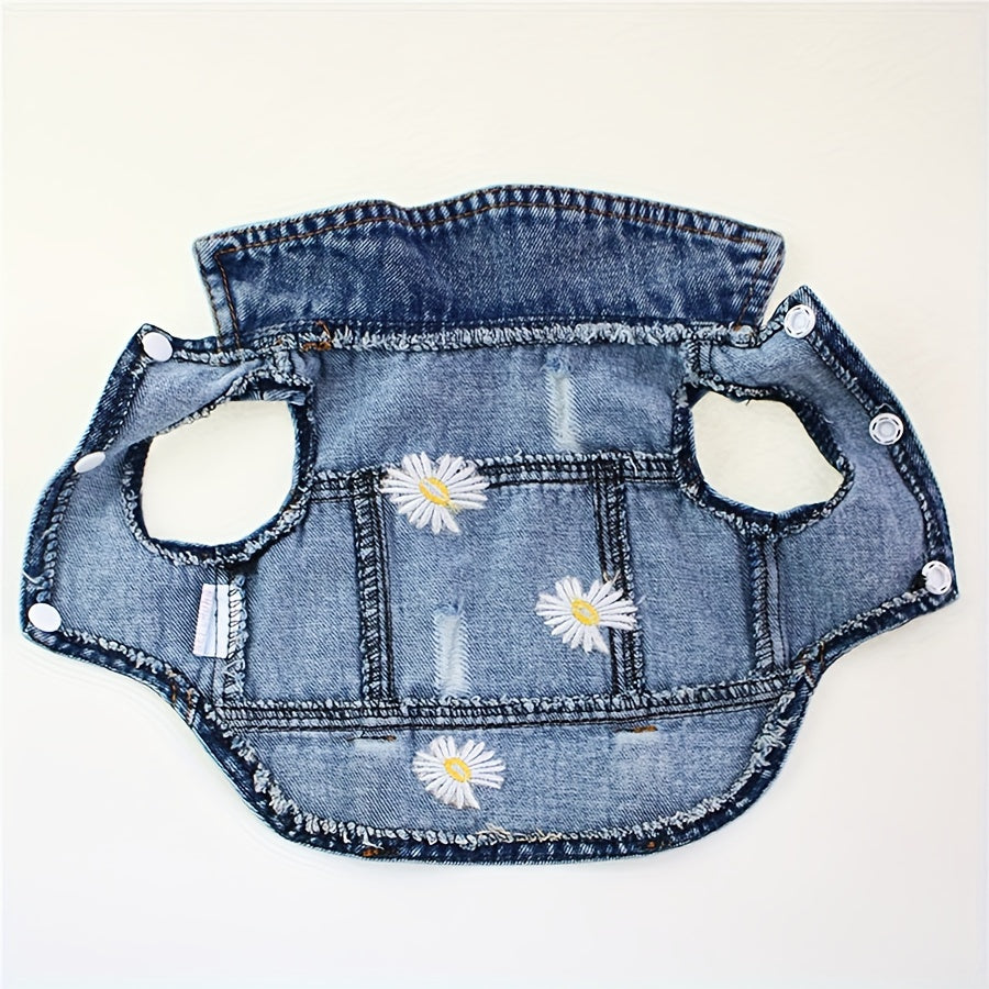 Daisy Graphic Dog Denim Vest