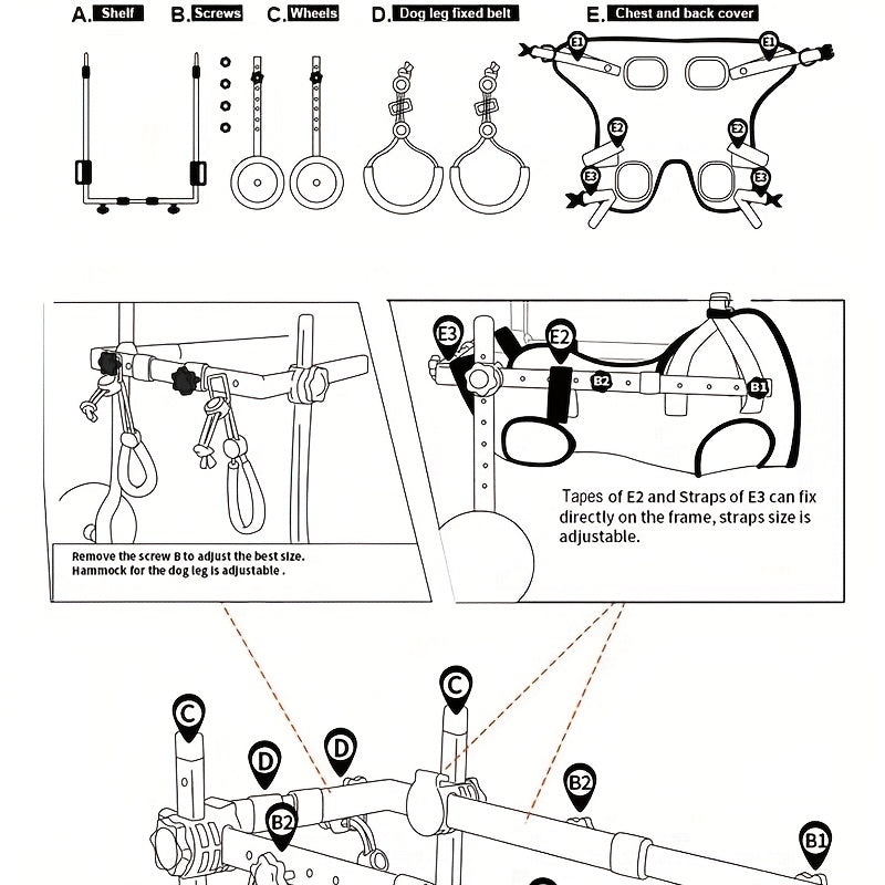 Adjustable Dog Wheelchair for Rehabilitation