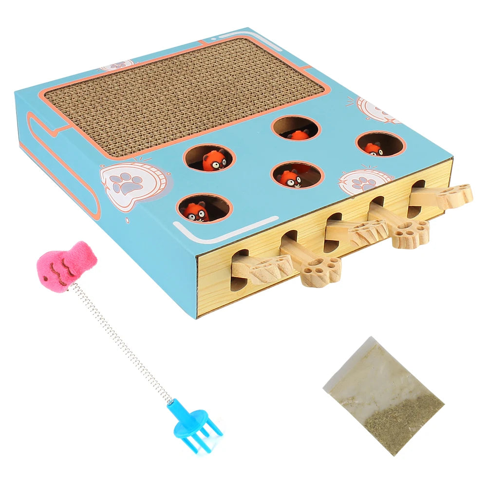 3-in-1 Cat Play Box: Interactive Maze, Gopher Game & Scratcher