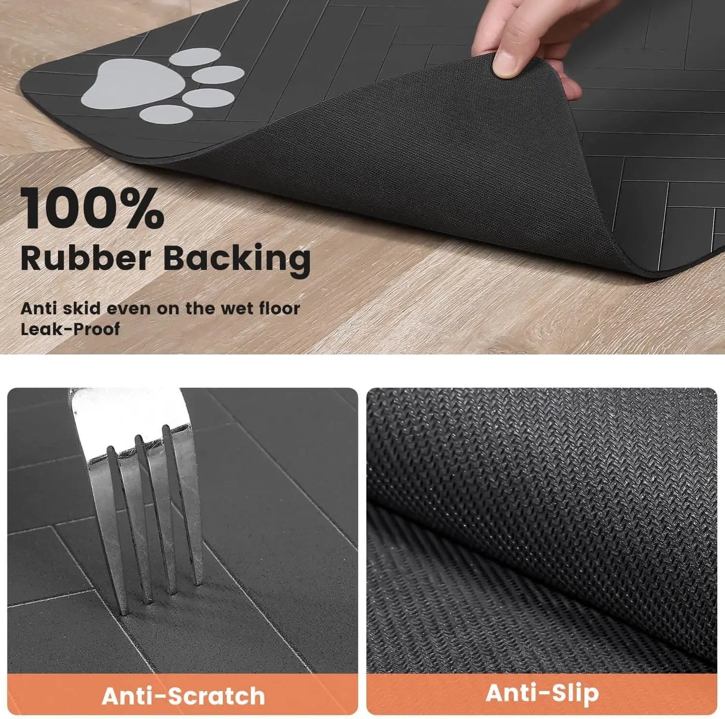 Quick-Dry Non-Slip Pet Food Bowl Mat