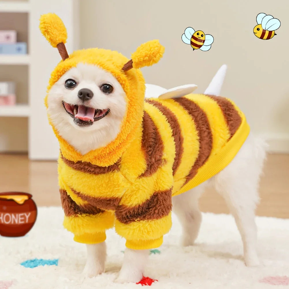Puppy Pet Clothes Bee Style Plush Costum