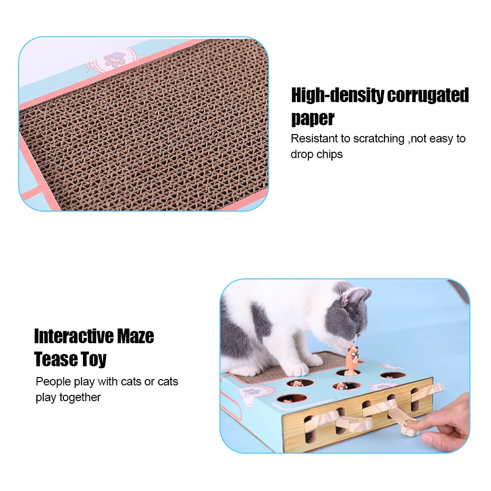 3-in-1 Cat Play Box: Interactive Maze, Gopher Game & Scratcher