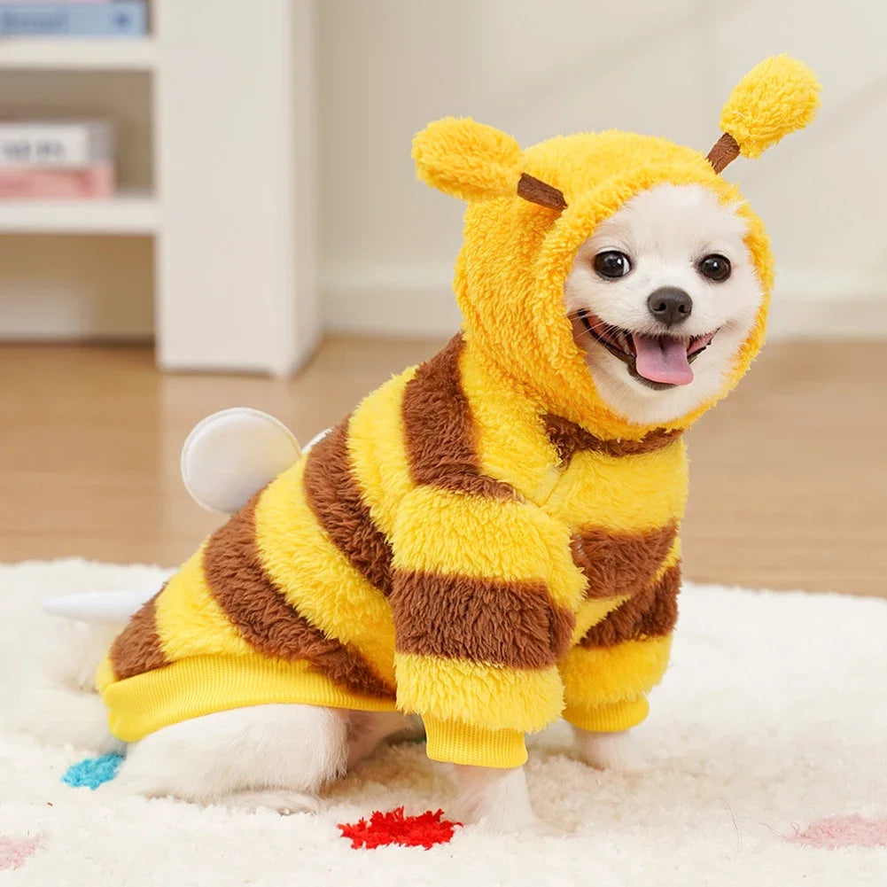 Puppy Pet Clothes Bee Style Plush Costum