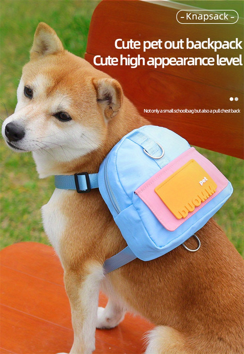 Colorful Pet Harness with Leash & Backpack