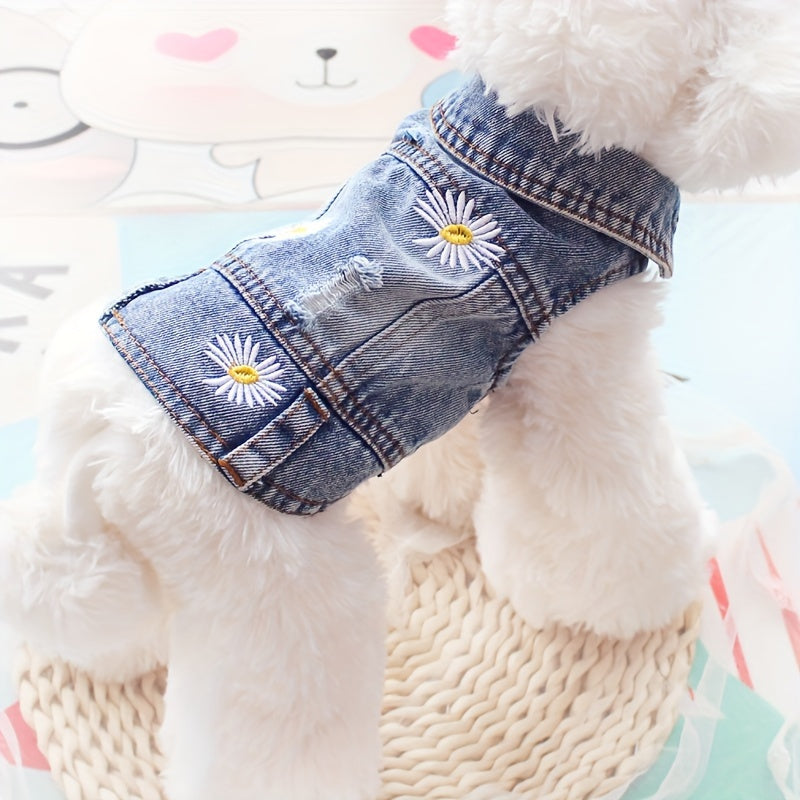 Daisy Graphic Dog Denim Vest